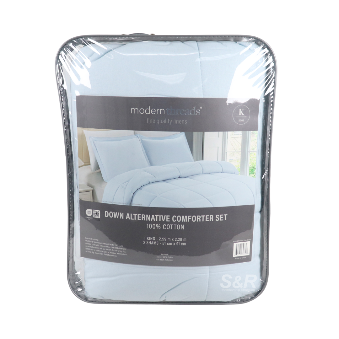 Modern Threads 100% Cotton 3-piece Blue Comforter Set King Size